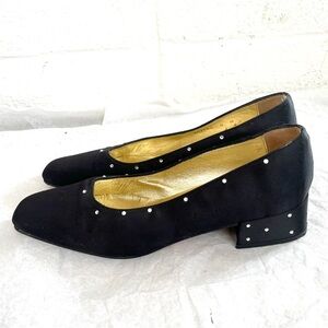 Vintage 1980’s Black Rhinestone Heels, 6N
